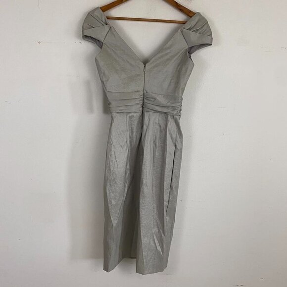 BADGLEY MISCHKA silver off the shoulder dress nwt - Picture 5 of 9